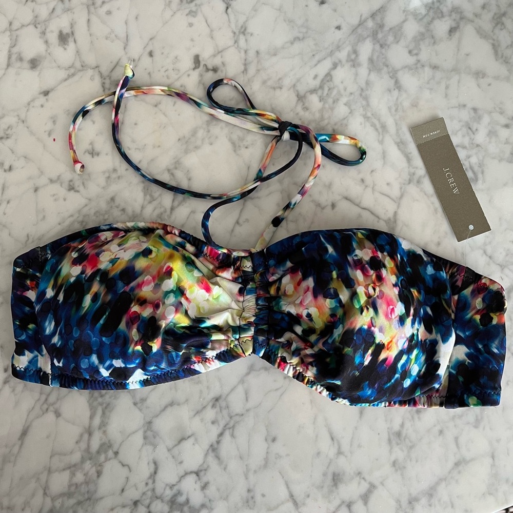 J.Crew Watercolor Floral Bandeau Bikini Top